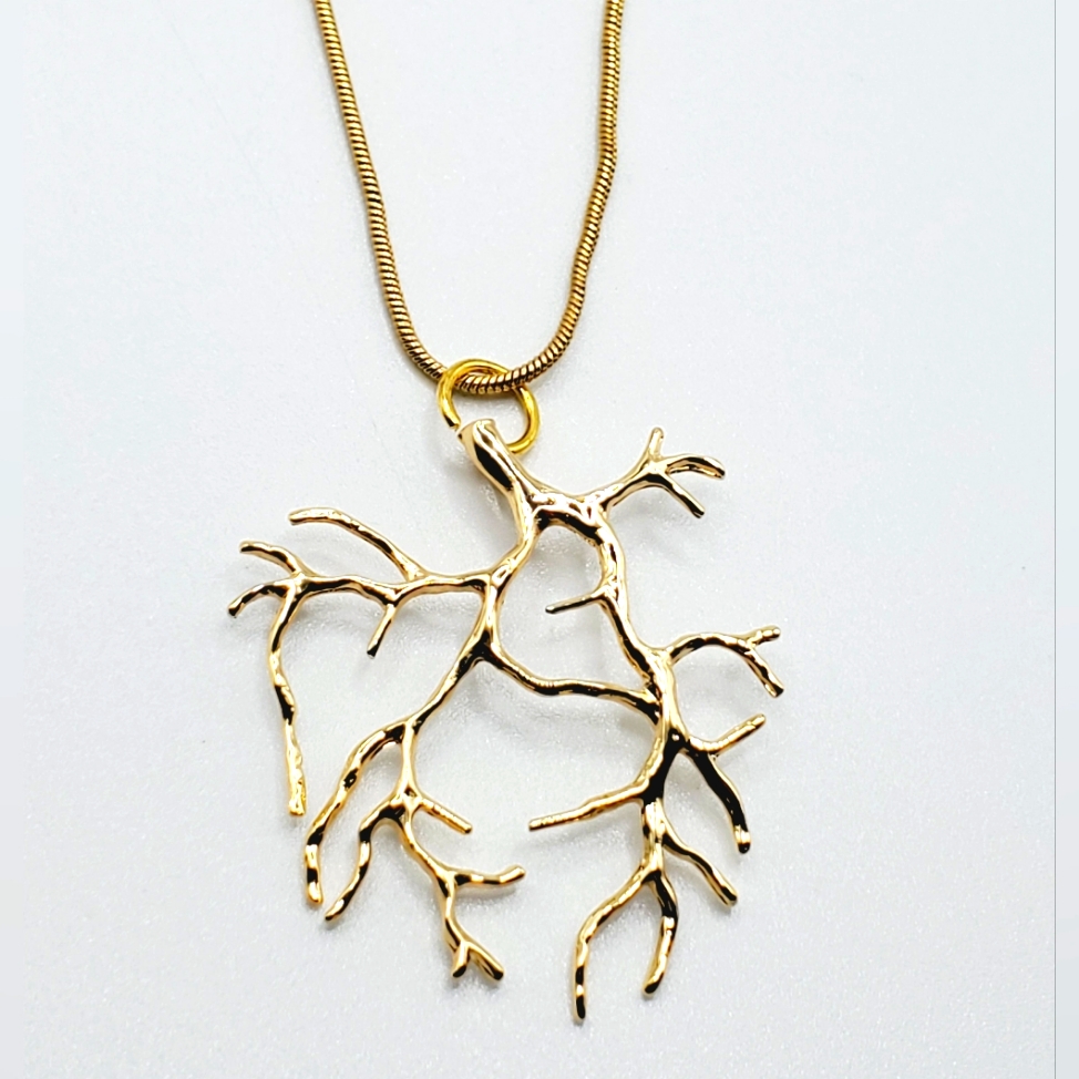 16 Gold Plated Sea Coral Necklace And Pendant New 28$